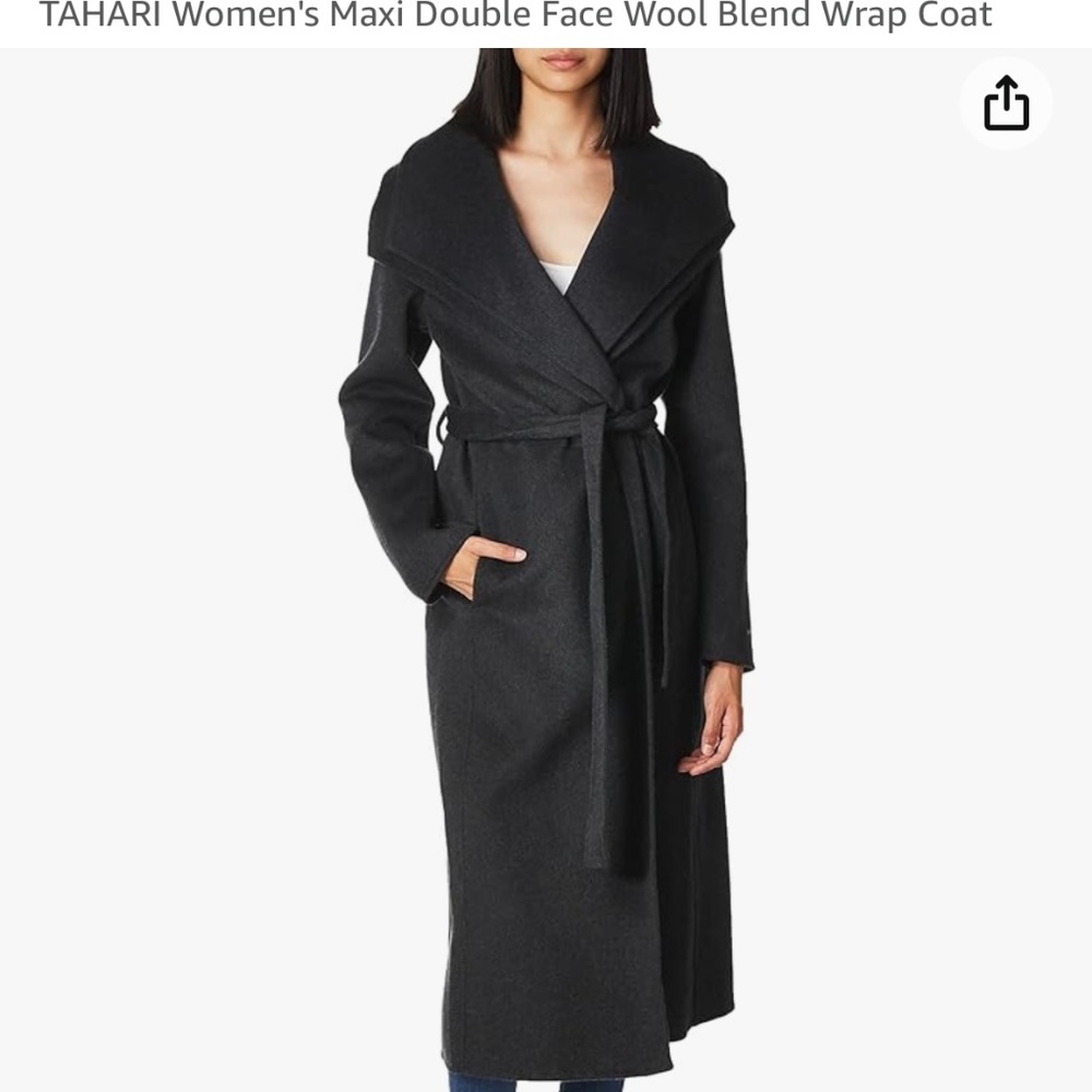 Tahari wool wrap coat with belt